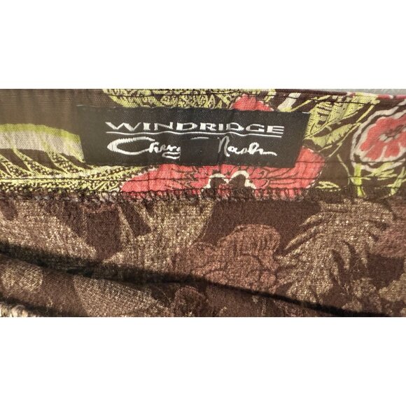 Windridge Floral Ruffle Hem Skirt M Brown Coral Green Floral Print Comfy Feminin - Picture 2 of 8
